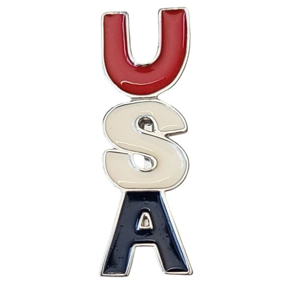 Silver Tone Patriotic Red White Blue USA Pin L45 - Picture 8 of 8